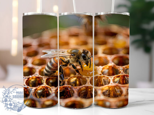 Bee Honeycomb 20oz Tumbler Wrap, Honeycomb Wrap Sublimation, 20Oz Bee Drinkware, Bumblebee Tumbler Wrap, Beehive Cup Design, Honeybee Gift Idea, Summer Bee Drinkware Sublimation ToriDesigns 