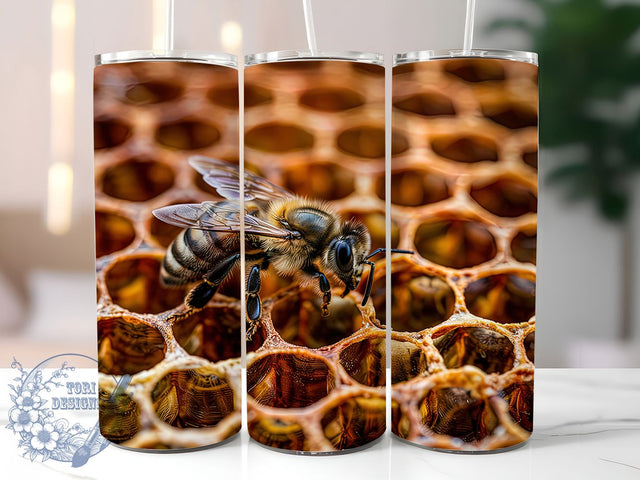 Bee Honeycomb 20oz Tumbler Wrap, Honeycomb Wrap Sublimation, 20Oz Bee Drinkware, Bumblebee Tumbler Wrap, Beehive Cup Design, Honeybee Gift Idea, Summer Bee Drinkware Sublimation ToriDesigns 