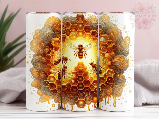 Bee Honeycomb 20oz Tumbler Wrap PNG, Bee Tumbler Png, Straight & Tapered Tumbler Wrap, Instant Digital Download Sublimation Li Zamperini 