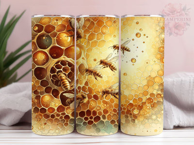 Bee Honeycomb 20oz Tumbler Wrap PNG, Bee Tumbler Png, Straight & Tapered Tumbler Wrap, Instant Digital Download Sublimation Li Zamperini 