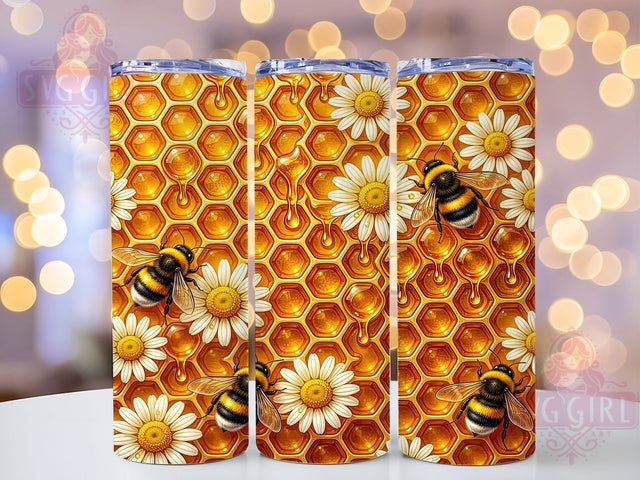 Bee Honeycomb Amber Nature 20oz Tumbler, Golden Hexagons, Amber Yellow, Honey Pattern, Nature Texture, Skinny Tumbler, Sublimation PNG Sublimation SvggirlplusArt 