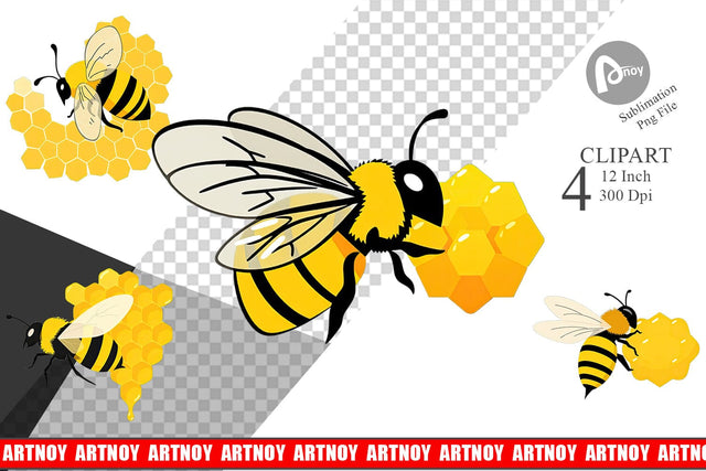 Bee Honeycomb Clipart Sublimation artnoy 