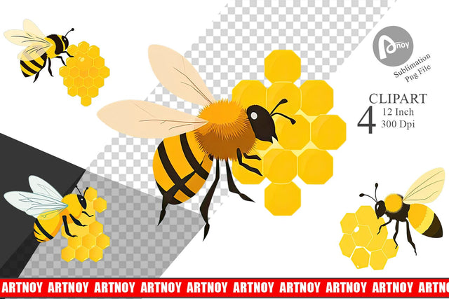 Bee Honeycomb Clipart Sublimation artnoy 
