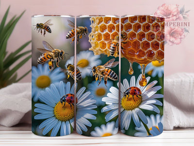 Bee Honeycomb Floral 20oz Tumbler Wrap, Bee Quotes, Honeycomb Pattern, Floral Inspiration, Nature Design, 20oz Tumbler Wrap, Sublimation PNG Sublimation Li Zamperini 