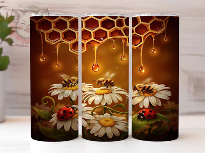 Bee Honeycomb Floral Rustic 20oz Tumbler, Floral Bee, Honeycomb Pattern, Nature Theme, Rustic Design, Skinny Tumbler, Sublimation PNG Sublimation Lara' s Designs 