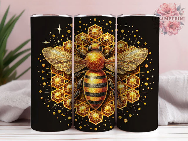 Bee Honeycomb Gold Glitter Tumbler, Gold And Leopard Glitter, Instant Digital Download PNG, Straight & Tapered Tumbler Wrap PNG Sublimation Li Zamperini 