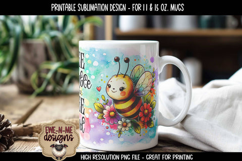 Bee Humble Bee Kind | 11 & 15 oz Sublimation Mug Designs Sublimation Ewe-N-Me Designs 