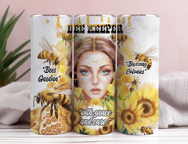 Bee Keeper With Grace and Care 20oz Skinny Tumbler Wrap PNG Beehive Honey Flower Sublimation Designs Download Sublimation PixelChick 