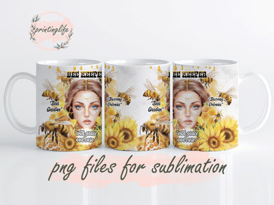 Bee Keeper With Grace and Care Mug Wrap Design, Instant Digital Design Download Mug Wrap Design, Mug Design PNG Sublimation PrintingLife 