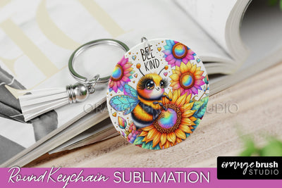Bee Keychain - Summer Keychain Sublimation - Cute Bee Sublimation OrangeBrushStudio 