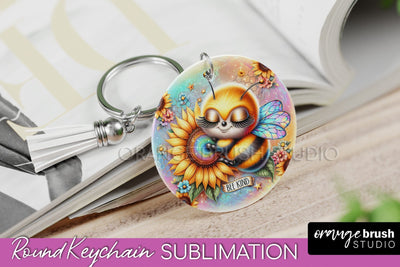 Bee Keychain - Summer Keychain Sublimation - Cute Bee Sublimation OrangeBrushStudio 