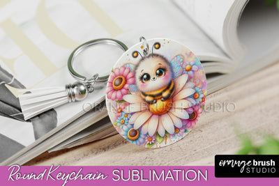 Bee Keychain - Summer Keychain Sublimation - Cute Bee Sublimation OrangeBrushStudio 