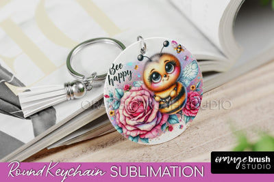 Bee Keychain - Summer Keychain Sublimation - Cute Bee Sublimation OrangeBrushStudio 