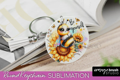 Bee Keychain - Summer Keychain Sublimation - Cute Bee Sublimation OrangeBrushStudio 