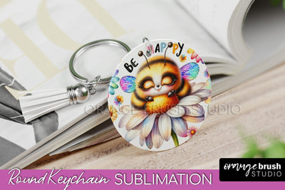 Bee Keychain - Summer Keychain Sublimation - Cute Bee Sublimation OrangeBrushStudio 