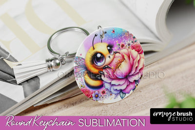 Bee Keychain - Summer Keychain Sublimation - Cute Bee Sublimation OrangeBrushStudio 