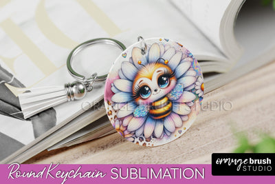 Bee Keychain - Summer Keychain Sublimation - Cute Bee Sublimation OrangeBrushStudio 