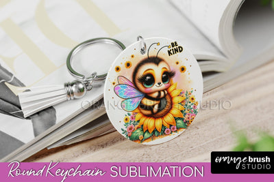 Bee Keychain - Summer Keychain Sublimation - Cute Bee Sublimation OrangeBrushStudio 
