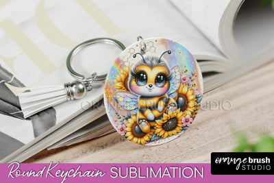 Bee Keychain - Summer Keychain Sublimation - Cute Bee Sublimation OrangeBrushStudio 