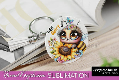 Bee Keychain - Summer Keychain Sublimation - Cute Bee Sublimation OrangeBrushStudio 