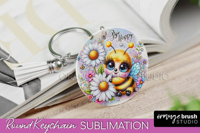 Bee Keychain - Summer Keychain Sublimation - Cute Bee Sublimation OrangeBrushStudio 