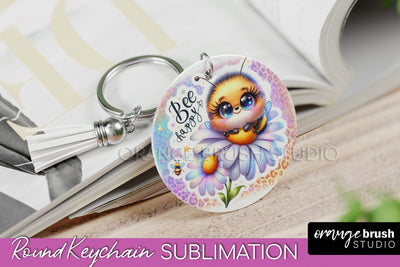 Bee Keychain - Summer Keychain Sublimation - Cute Bee Sublimation OrangeBrushStudio 