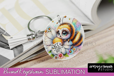 Bee Keychain - Summer Keychain Sublimation - Cute Bee Sublimation OrangeBrushStudio 