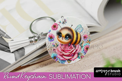 Bee Keychain - Summer Keychain Sublimation - Cute Bee Sublimation OrangeBrushStudio 