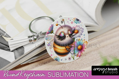 Bee Keychain - Summer Keychain Sublimation - Cute Bee Sublimation OrangeBrushStudio 