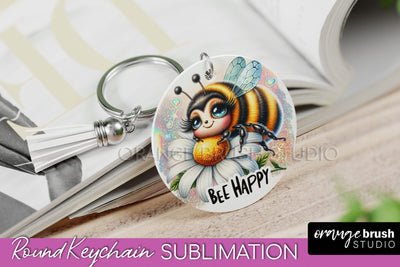 Bee Keychain - Summer Keychain Sublimation - Cute Bee Sublimation OrangeBrushStudio 