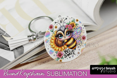 Bee Keychain - Summer Keychain Sublimation - Cute Bee Sublimation OrangeBrushStudio 