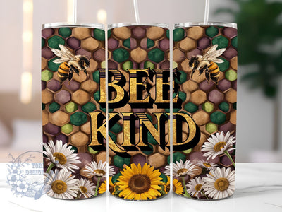 Bee Kind 20oz Skinny Tumbler, Honeycomb Tumbler Png, Straight & Tapered Tumbler Wrap, Instant Digital Download Sublimation ToriDesigns 