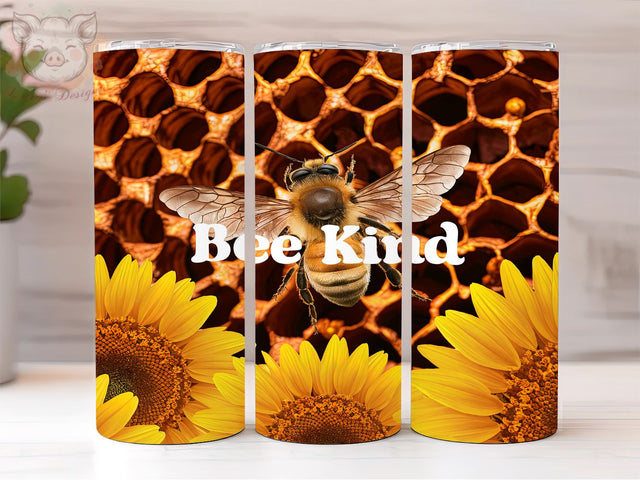 Bee Kind 20oz Tumbler Png, Straight & Tapered Tumbler Png, Honeycomb Tumbler Png, Digital Download PNG Sublimation Lara' s Designs 