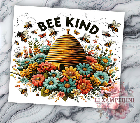 Bee Kind 20oz Tumbler Wrap PNG, Bee Affirmation Tumbler Png, Straight & Tapered Tumbler Wrap, Instant Digital Download Sublimation Li Zamperini 