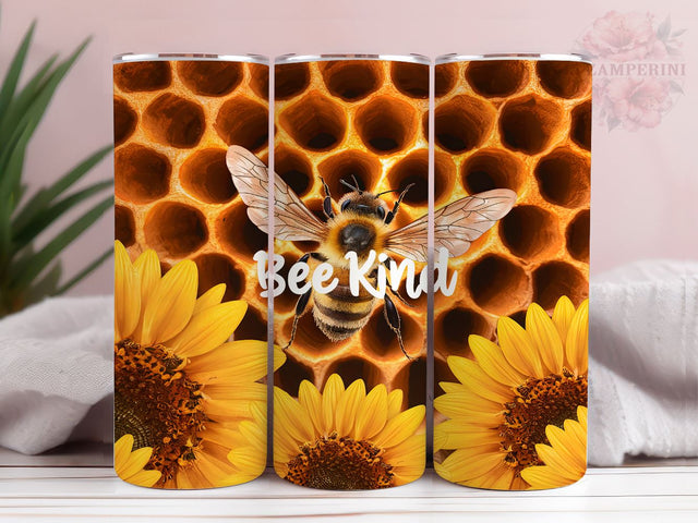 Bee Kind 20oz Tumbler Wrap PNG, Honeycomb Tumbler Png, Straight & Tapered Tumbler Wrap, Instant Digital Download Sublimation Li Zamperini 
