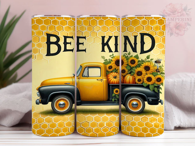 Bee Kind 20oz Tumbler Wrap PNG, Truck Sunflower Tumbler Png, Straight & Tapered Tumbler Wrap, Instant Digital Download Sublimation Li Zamperini 