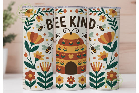 Bee Kind Autumn Floral Tumbler Design Sublimation PixelChick 