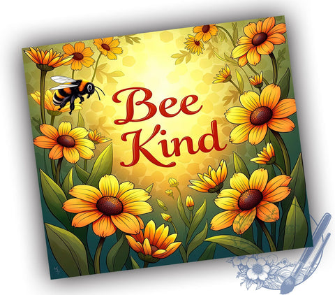 Bee Kind, Bee Flower, 20oz Tumbler, Sublimation Design, Bee Lover Gift, Floral Drinkware, Nature Gift Sublimation ToriDesigns 