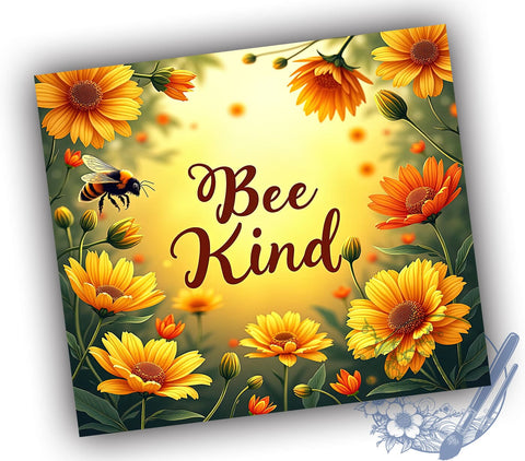 Bee Kind, Bee Flower, 20oz Tumbler, Sublimation Design, Bee Lover Gift, Floral Drinkware, Nature Gift Sublimation ToriDesigns 