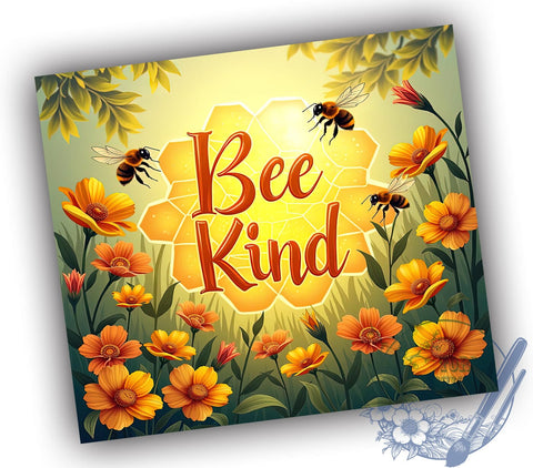 Bee Kind, Bee Flower, 20oz Tumbler, Sublimation Design, Bee Lover Gift, Floral Drinkware, Nature Gift Sublimation ToriDesigns 