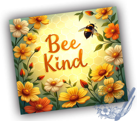 Bee Kind, Bee Flower, 20oz Tumbler, Sublimation Design, Bee Lover Gift, Floral Drinkware, Nature Gift Sublimation ToriDesigns 