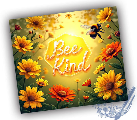 Bee Kind, Bee Flower, 20oz Tumbler, Sublimation Design, Bee Lover Gift, Floral Drinkware, Nature Gift Sublimation ToriDesigns 
