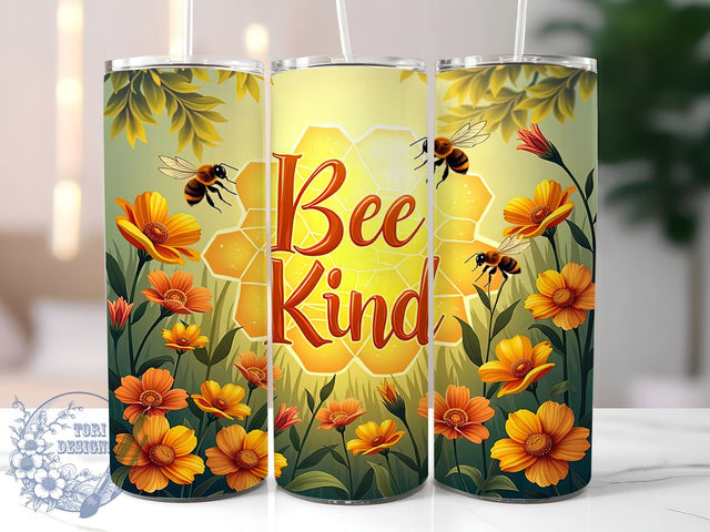 Bee Kind, Bee Flower, 20oz Tumbler, Sublimation Design, Bee Lover Gift, Floral Drinkware, Nature Gift Sublimation ToriDesigns 