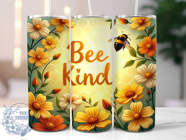 Bee Kind, Bee Flower, 20oz Tumbler, Sublimation Design, Bee Lover Gift, Floral Drinkware, Nature Gift Sublimation ToriDesigns 