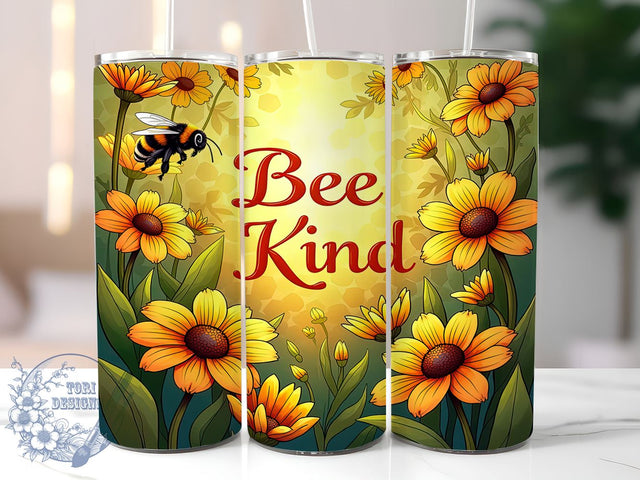 Bee Kind, Bee Flower, 20oz Tumbler, Sublimation Design, Bee Lover Gift, Floral Drinkware, Nature Gift Sublimation ToriDesigns 