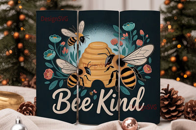 Bee Kind Floral 20oz Tumbler Wrap Sublimation DesignSVG 