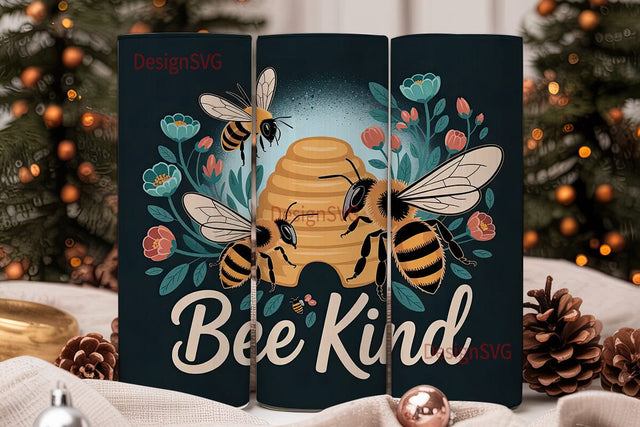 Bee Kind Floral 20oz Tumbler Wrap Sublimation DesignSVG 