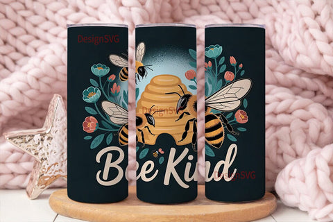 Bee Kind Floral 20oz Tumbler Wrap Sublimation DesignSVG 