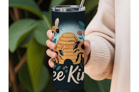 Bee Kind Floral 20oz Tumbler Wrap Sublimation DesignSVG 
