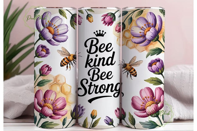 Bee Kind Floral 20oz Tumbler Wrap Sublimation PixelChick 